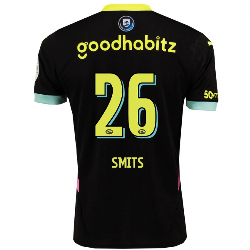 Danxen Kinder Eef Smits #26 Schwarz Gelb Auswärtstrikot Trikot 2024/25 T-Shirt