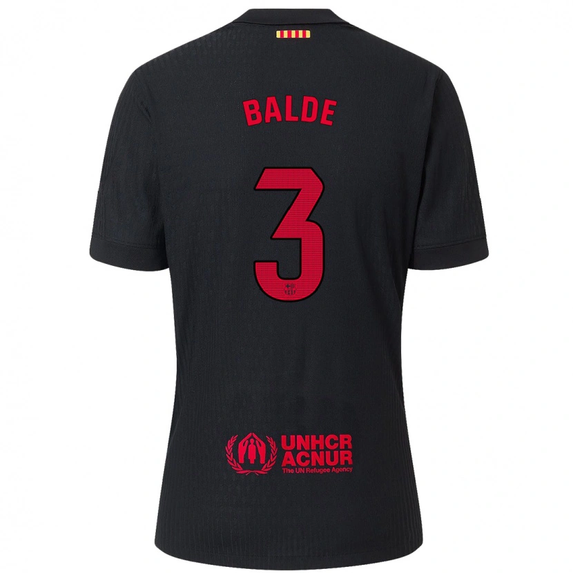 Danxen Kinder Alejandro Balde #3 Schwarz Rot Auswärtstrikot Trikot 2024/25 T-Shirt