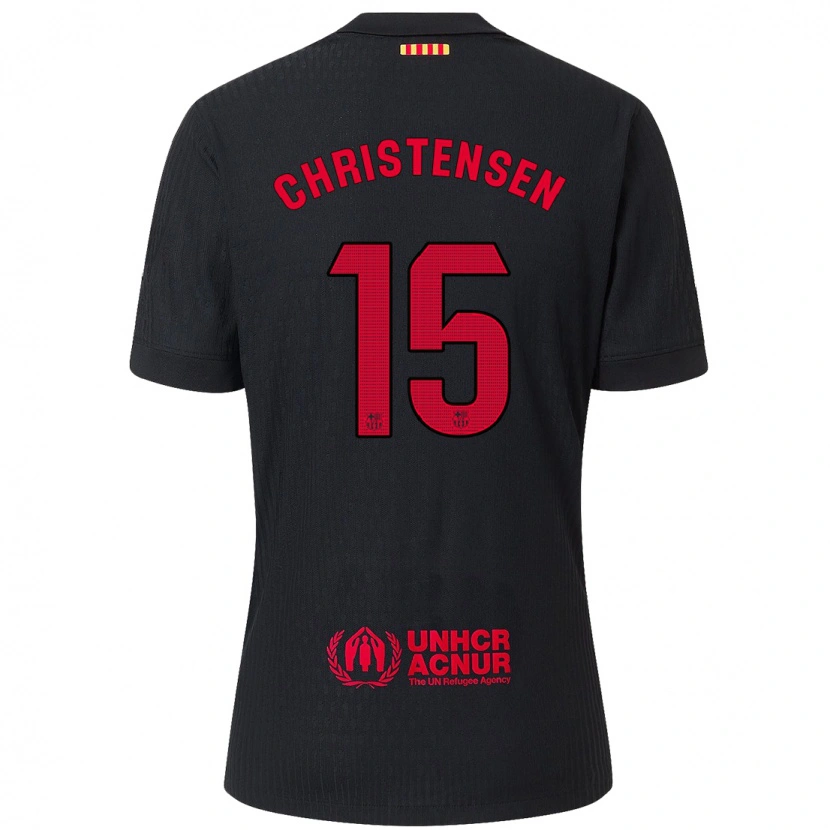 Danxen Kinder Andreas Christensen #15 Schwarz Rot Auswärtstrikot Trikot 2024/25 T-Shirt