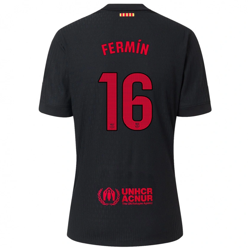 Danxen Kinder Fermín López #16 Schwarz Rot Auswärtstrikot Trikot 2024/25 T-Shirt