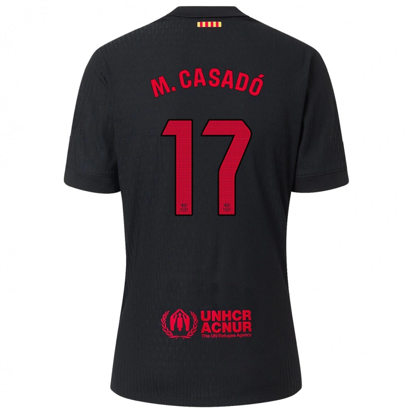 Danxen Kinder Marc Casadó #17 Schwarz Rot Auswärtstrikot Trikot 2024/25 T-Shirt