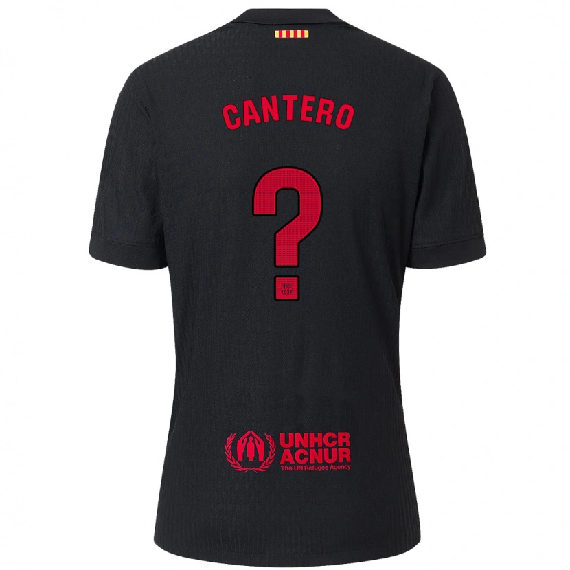 Danxen Kinder Rubén Cantero #0 Schwarz Rot Auswärtstrikot Trikot 2024/25 T-Shirt