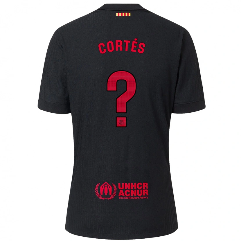 Danxen Kinder Álvaro Cortés #0 Schwarz Rot Auswärtstrikot Trikot 2024/25 T-Shirt