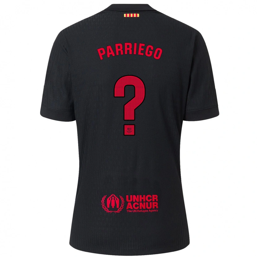 Danxen Kinder Marcos Parriego #0 Schwarz Rot Auswärtstrikot Trikot 2024/25 T-Shirt