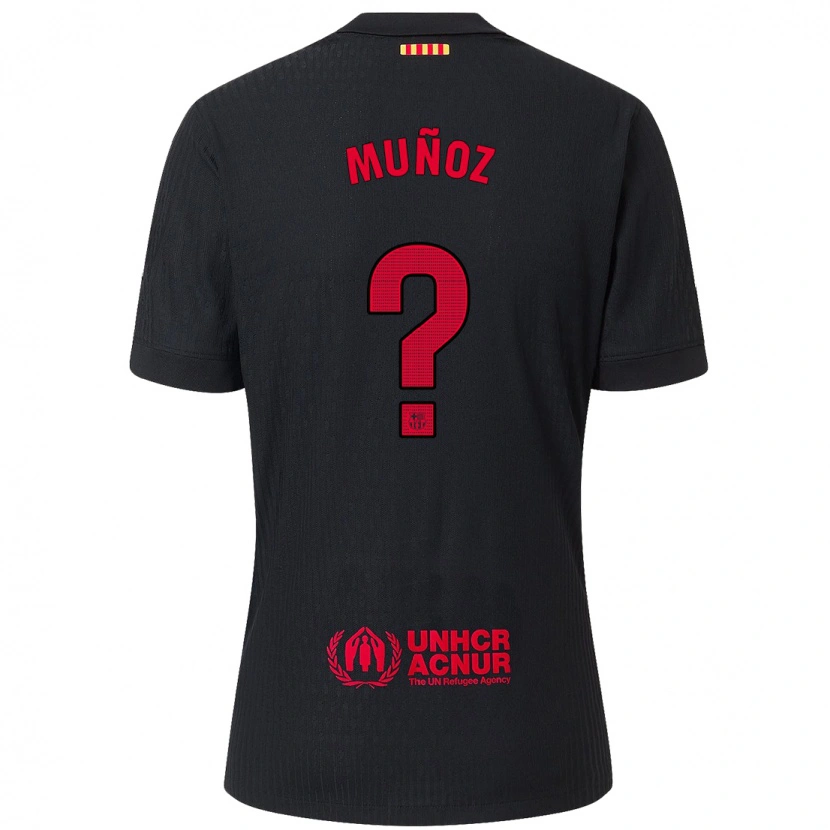 Danxen Kinder Adrià Muñoz #0 Schwarz Rot Auswärtstrikot Trikot 2024/25 T-Shirt