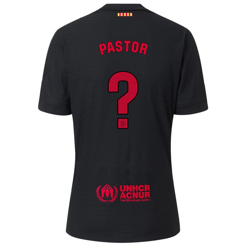 Danxen Kinder Alejandro Pastor #0 Schwarz Rot Auswärtstrikot Trikot 2024/25 T-Shirt