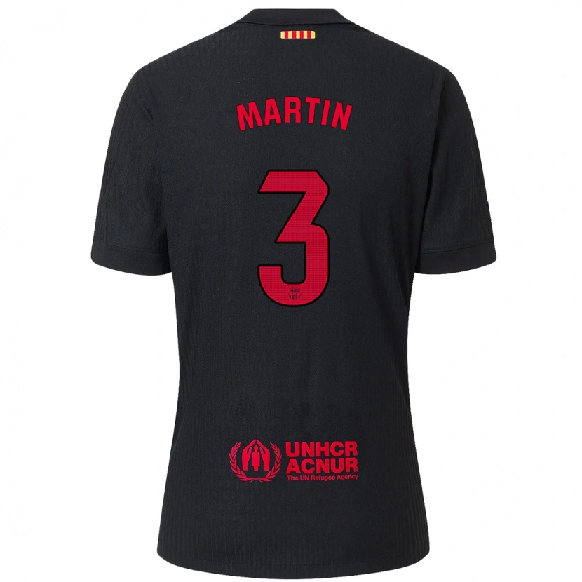 Danxen Kinder Gerard Martín #3 Schwarz Rot Auswärtstrikot Trikot 2024/25 T-Shirt