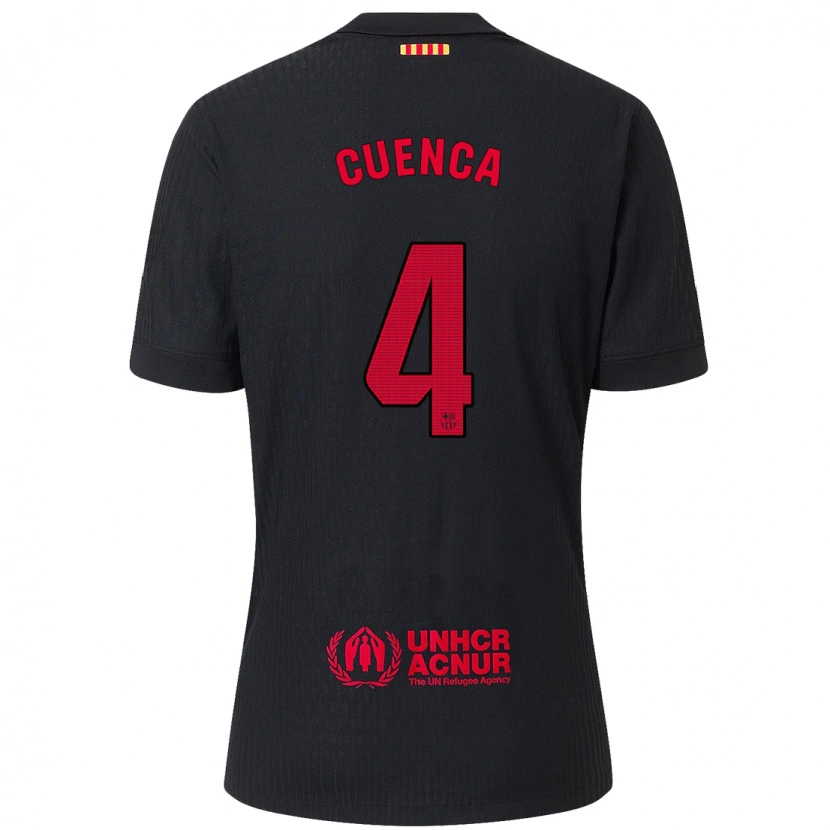 Danxen Kinder Andrés Cuenca #4 Schwarz Rot Auswärtstrikot Trikot 2024/25 T-Shirt