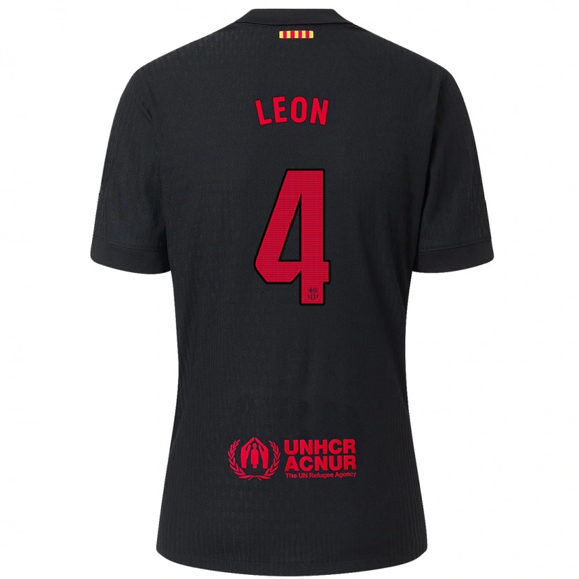 Danxen Kinder Mapi León #4 Schwarz Rot Auswärtstrikot Trikot 2024/25 T-Shirt