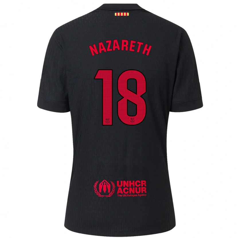 Danxen Kinder Kika Nazareth #18 Schwarz Rot Auswärtstrikot Trikot 2024/25 T-Shirt