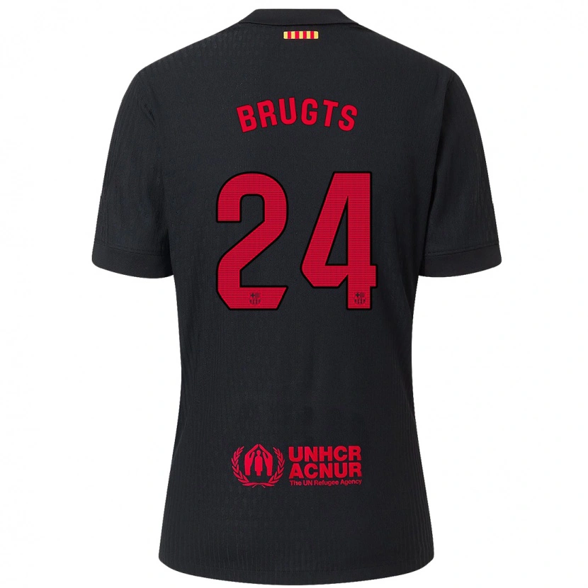 Danxen Kinder Esmee Brugts #24 Schwarz Rot Auswärtstrikot Trikot 2024/25 T-Shirt