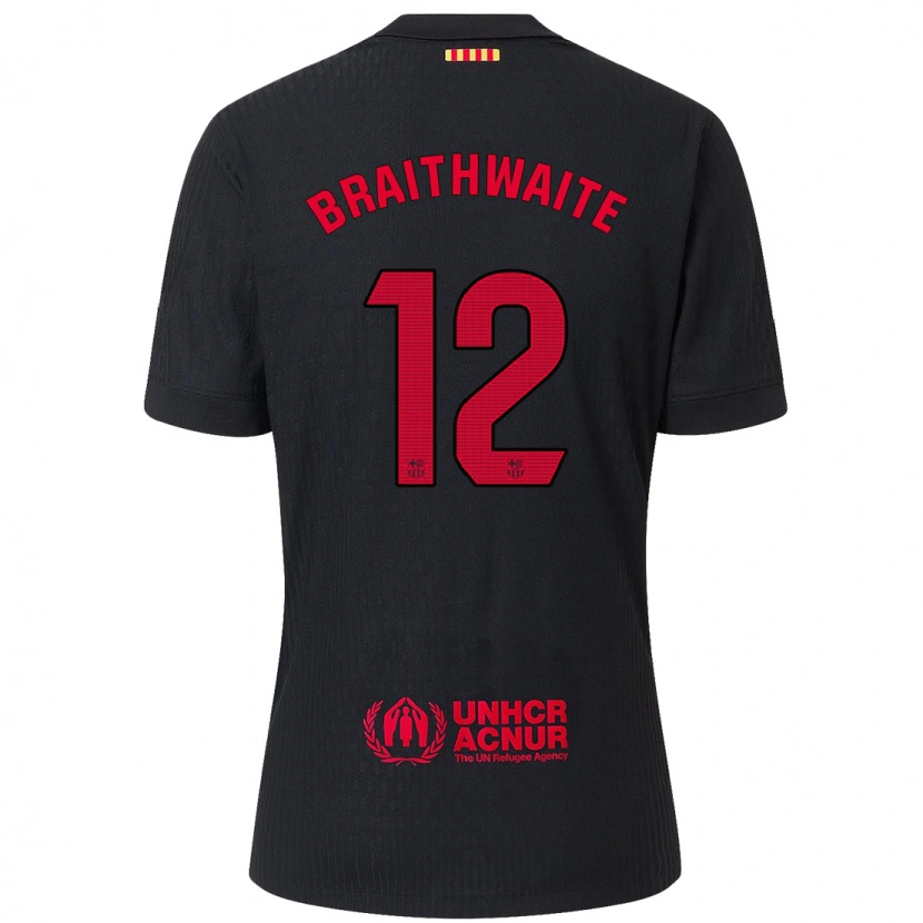 Danxen Kinder Martin Braithwaite #12 Schwarz Rot Auswärtstrikot Trikot 2024/25 T-Shirt