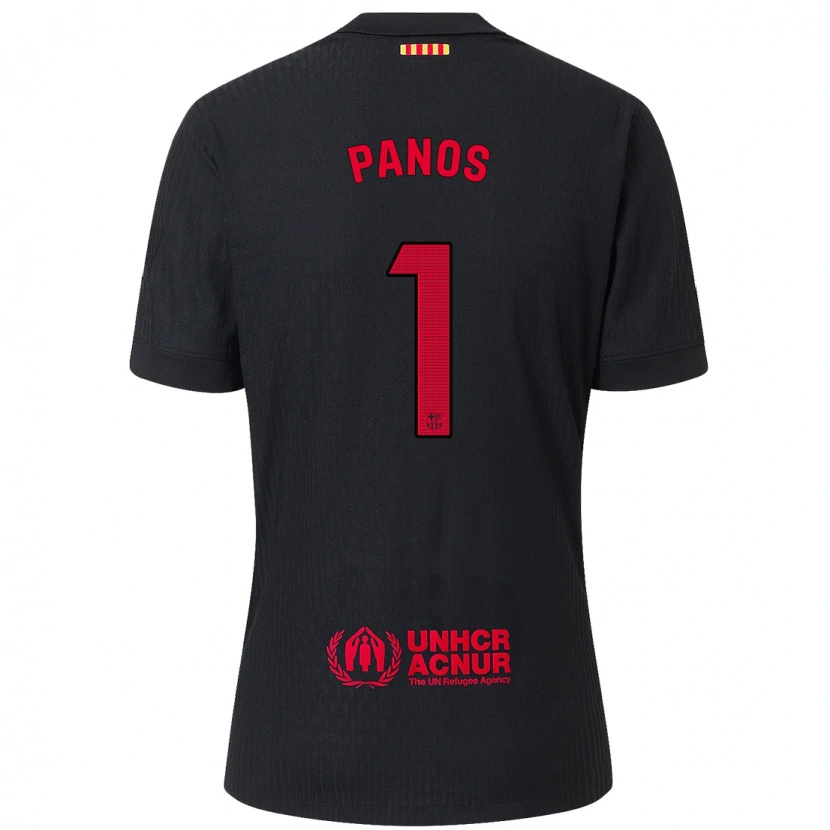 Danxen Kinder Sandra Panos #1 Schwarz Rot Auswärtstrikot Trikot 2024/25 T-Shirt