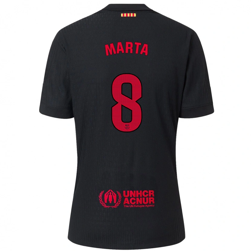 Danxen Kinder Marta Torrejon #8 Schwarz Rot Auswärtstrikot Trikot 2024/25 T-Shirt