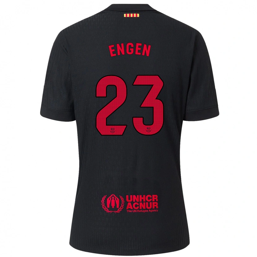 Danxen Kinder Ingrid Engen #23 Schwarz Rot Auswärtstrikot Trikot 2024/25 T-Shirt