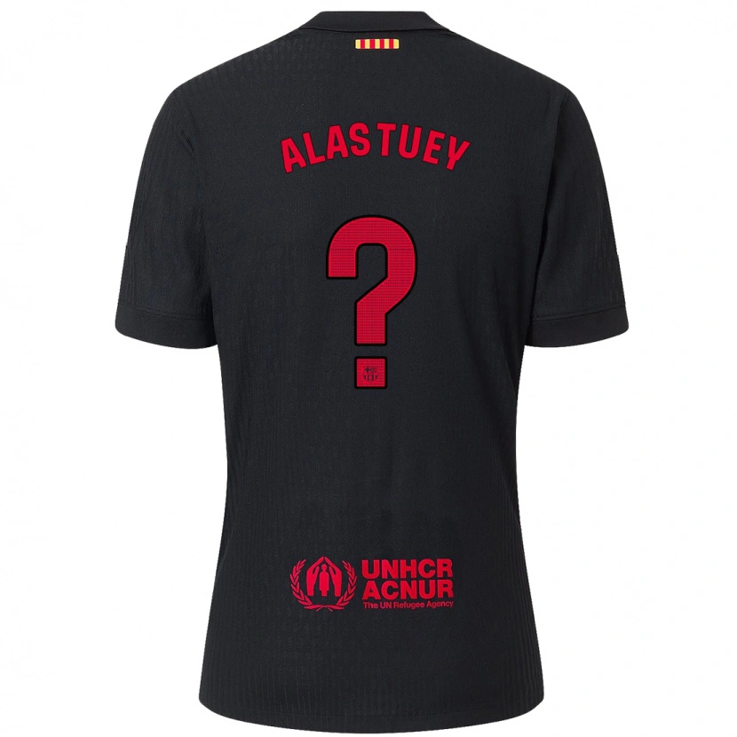 Danxen Kinder Jorge Alastuey #0 Schwarz Rot Auswärtstrikot Trikot 2024/25 T-Shirt