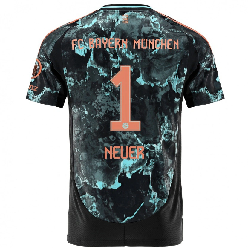 Danxen Kinder Manuel Neuer #1 Schwarz Auswärtstrikot Trikot 2024/25 T-Shirt