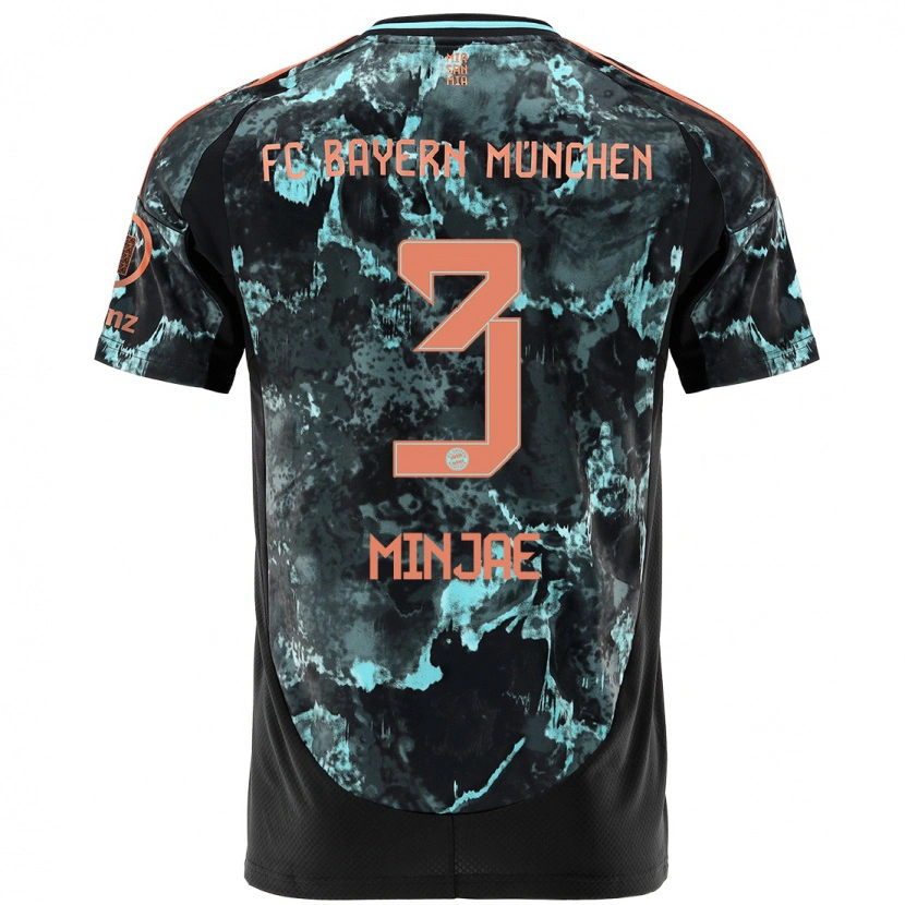 Danxen Kinder Min-Jae Kim #3 Schwarz Auswärtstrikot Trikot 2024/25 T-Shirt