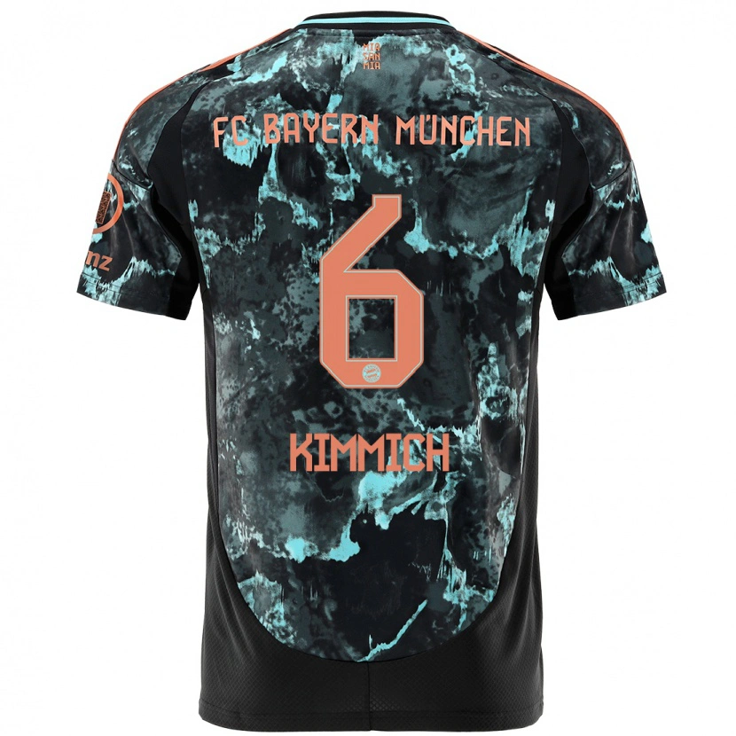 Danxen Kinder Joshua Kimmich #6 Schwarz Auswärtstrikot Trikot 2024/25 T-Shirt