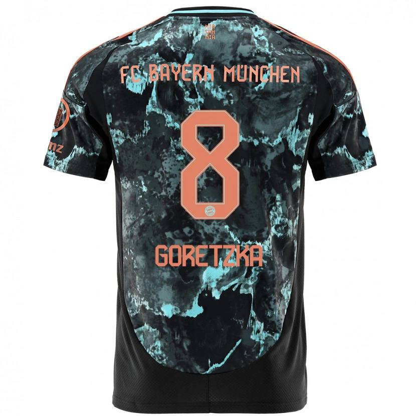 Danxen Kinder Leon Goretzka #8 Schwarz Auswärtstrikot Trikot 2024/25 T-Shirt