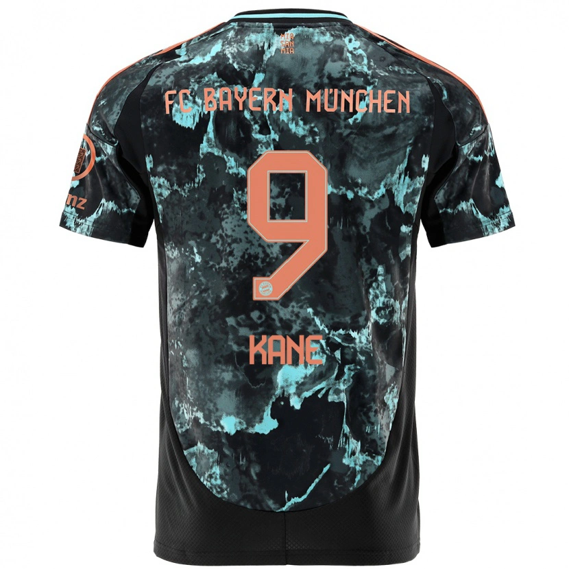 Danxen Kinder Harry Kane #9 Schwarz Auswärtstrikot Trikot 2024/25 T-Shirt