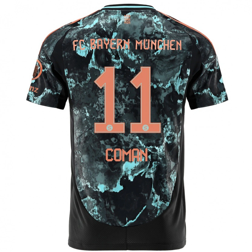 Danxen Kinder Kingsley Coman #11 Schwarz Auswärtstrikot Trikot 2024/25 T-Shirt