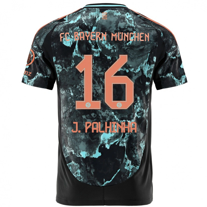 Danxen Kinder João Palhinha #16 Schwarz Auswärtstrikot Trikot 2024/25 T-Shirt