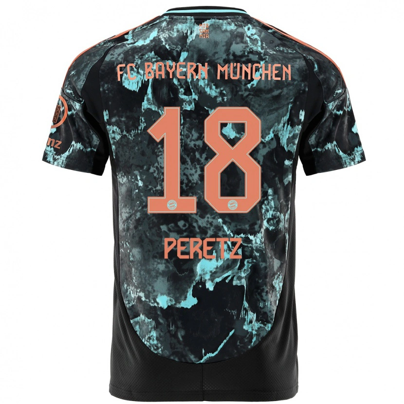 Danxen Kinder Daniel Peretz #18 Schwarz Auswärtstrikot Trikot 2024/25 T-Shirt