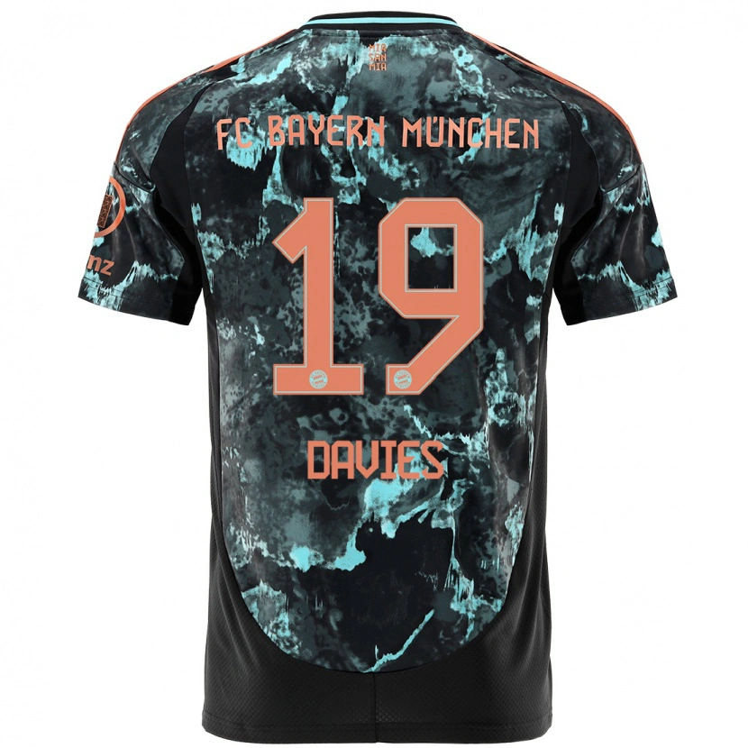 Danxen Kinder Alphonso Davies #19 Schwarz Auswärtstrikot Trikot 2024/25 T-Shirt