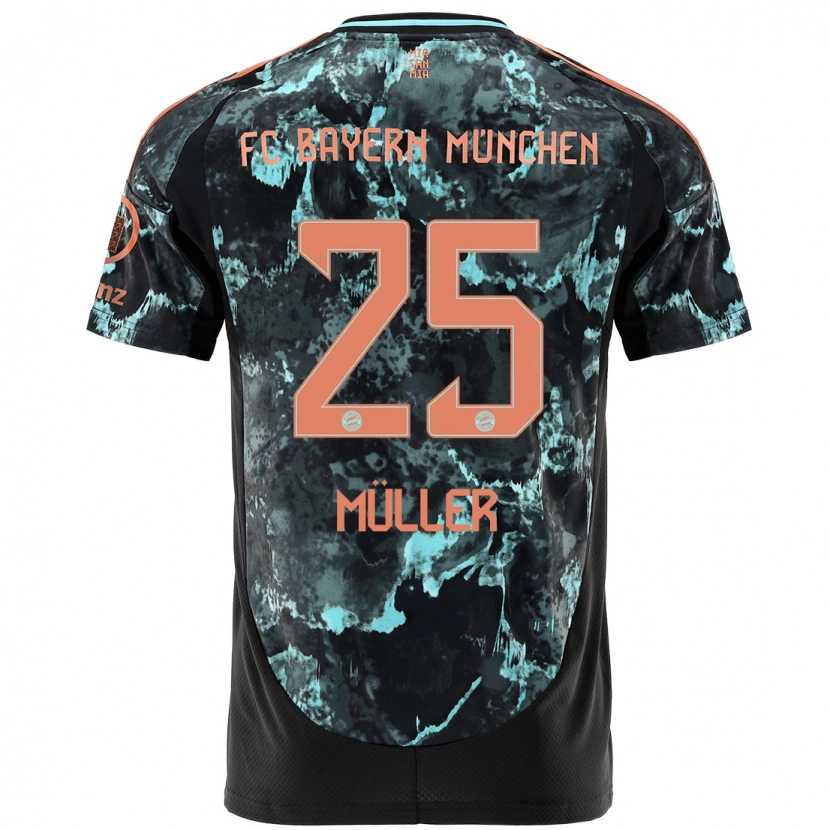 Danxen Kinder Thomas Müller #25 Schwarz Auswärtstrikot Trikot 2024/25 T-Shirt