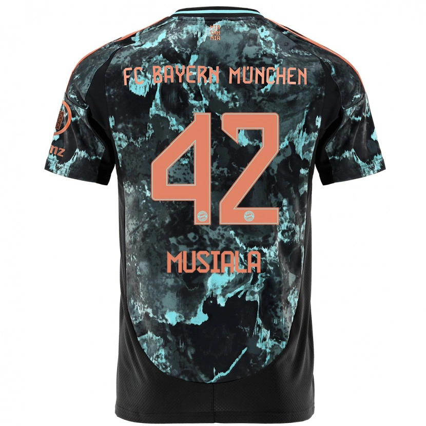 Danxen Kinder Jamal Musiala #42 Schwarz Auswärtstrikot Trikot 2024/25 T-Shirt