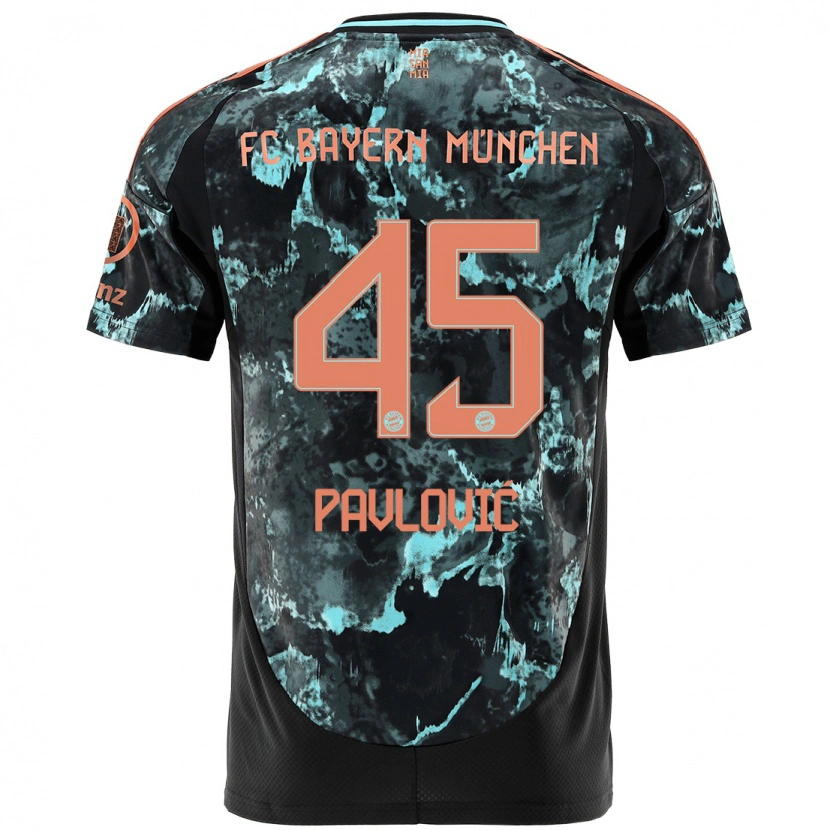 Danxen Kinder Aleksandar Pavlovic #45 Schwarz Auswärtstrikot Trikot 2024/25 T-Shirt