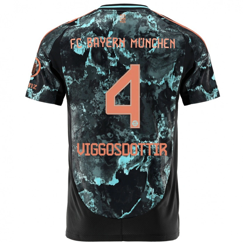 Danxen Kinder Glódís Perla Viggósdóttir #4 Schwarz Auswärtstrikot Trikot 2024/25 T-Shirt