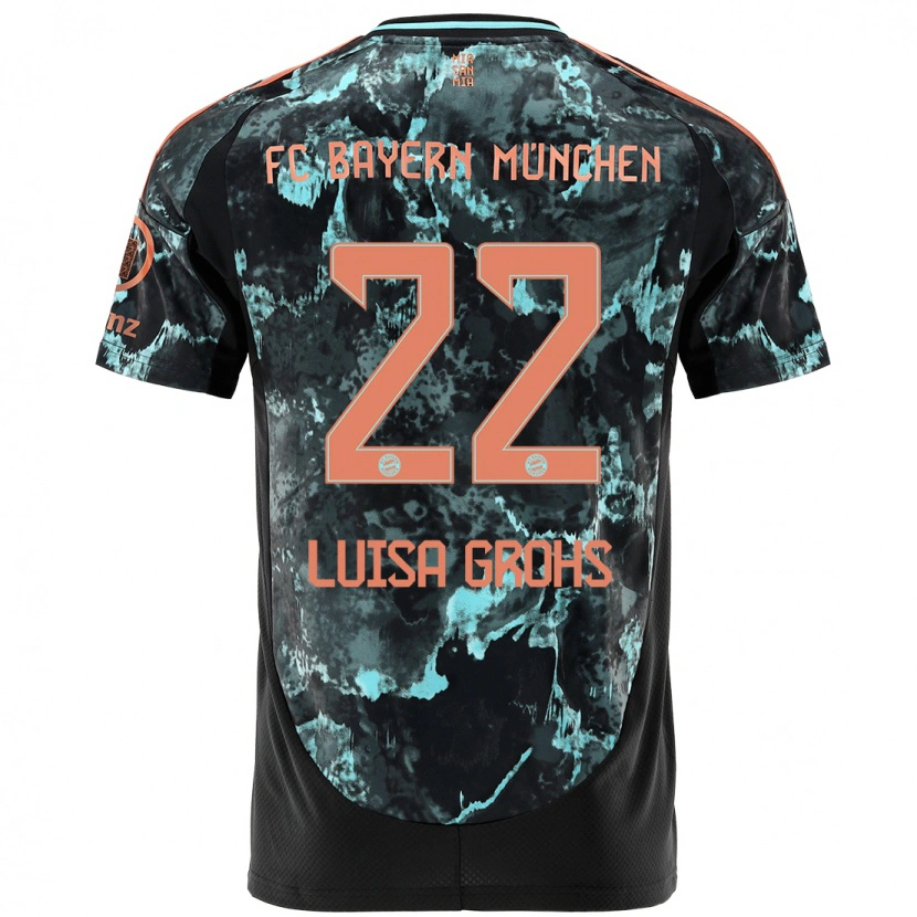 Danxen Kinder Maria Luisa Grohs #22 Schwarz Auswärtstrikot Trikot 2024/25 T-Shirt