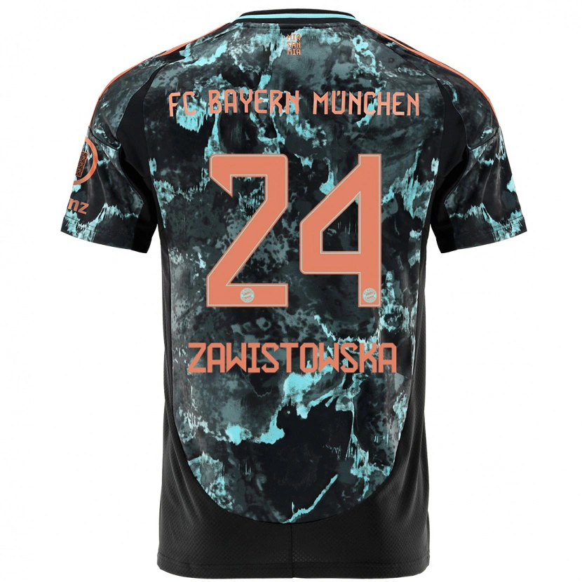 Danxen Kinder Weronika Zawistowska #24 Schwarz Auswärtstrikot Trikot 2024/25 T-Shirt