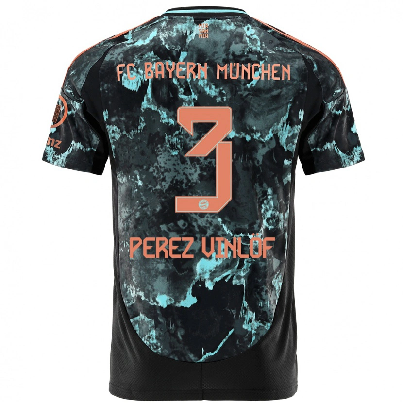 Danxen Kinder Matteo Perez Vinlöf #3 Schwarz Auswärtstrikot Trikot 2024/25 T-Shirt