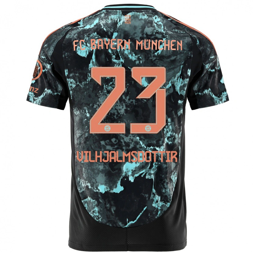 Danxen Kinder Karolina Lea Vilhjalmsdottir #23 Schwarz Auswärtstrikot Trikot 2024/25 T-Shirt