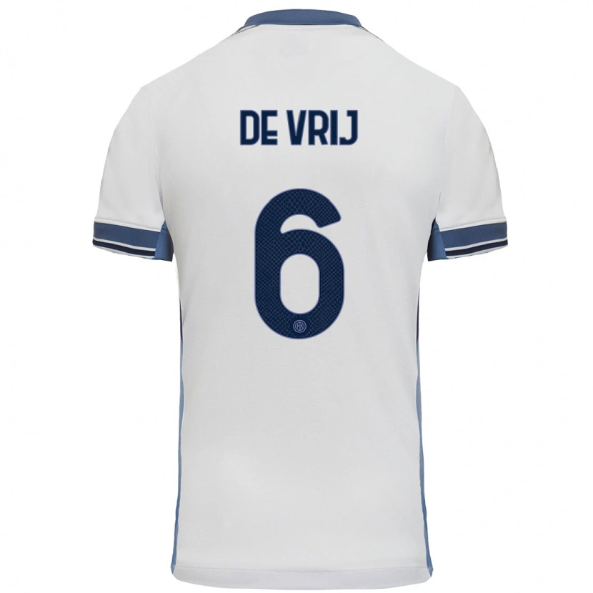 Danxen Kinder Stefan De Vrij #6 Weißgrau Auswärtstrikot Trikot 2024/25 T-Shirt