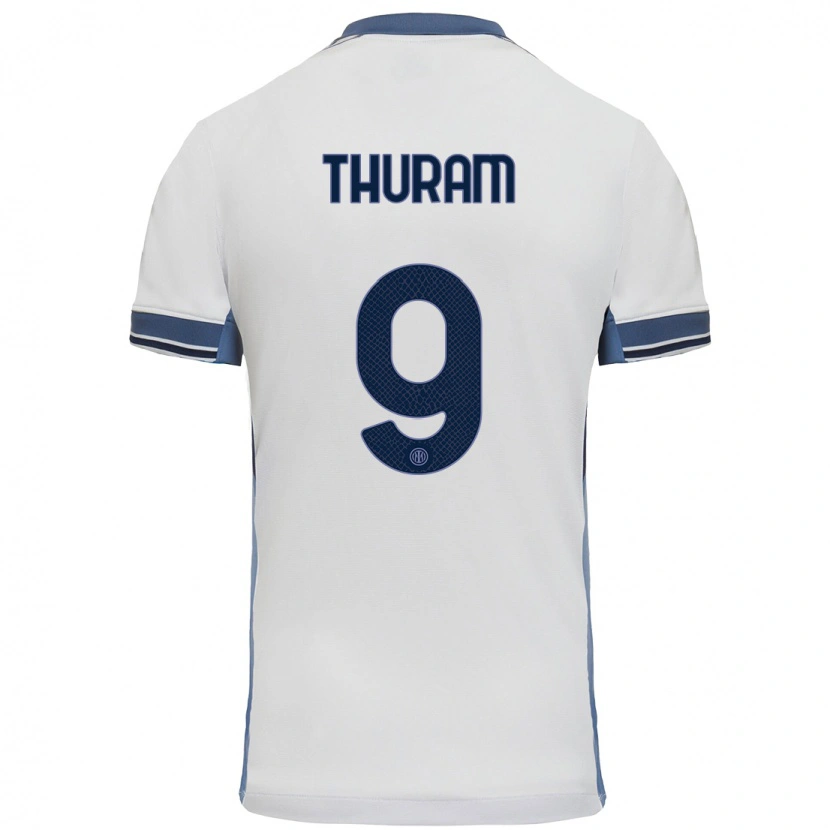 Danxen Kinder Marcus Thuram #9 Weißgrau Auswärtstrikot Trikot 2024/25 T-Shirt