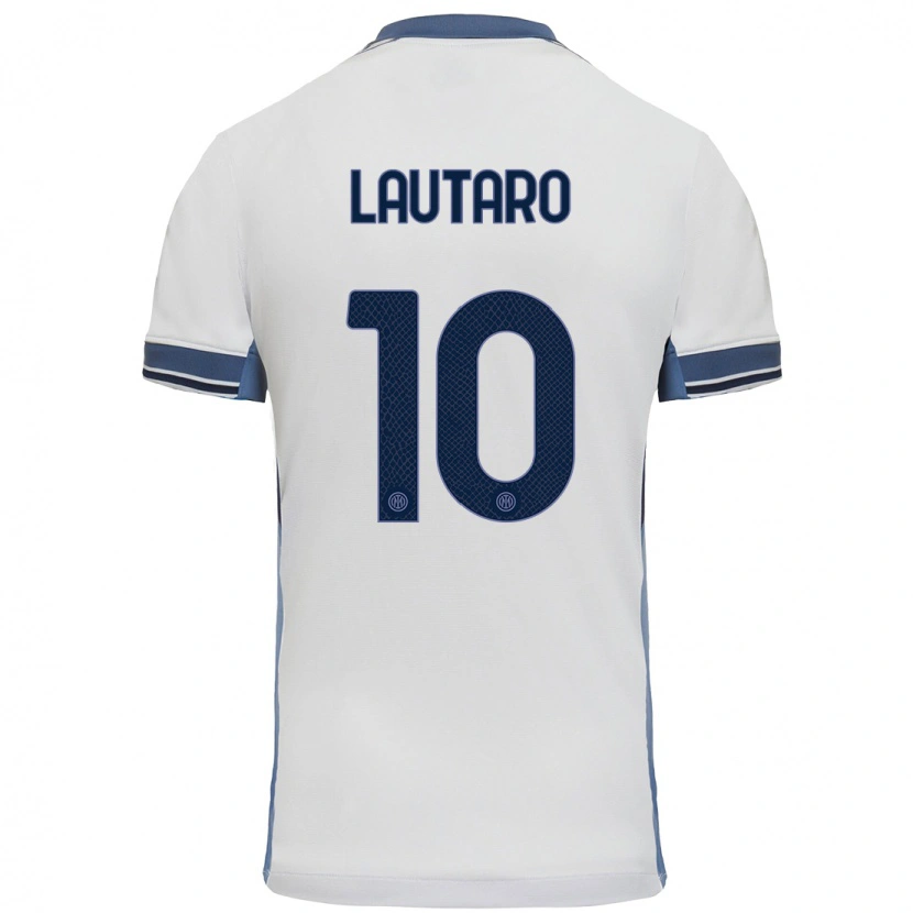 Danxen Kinder Lautaro Martínez #10 Weißgrau Auswärtstrikot Trikot 2024/25 T-Shirt