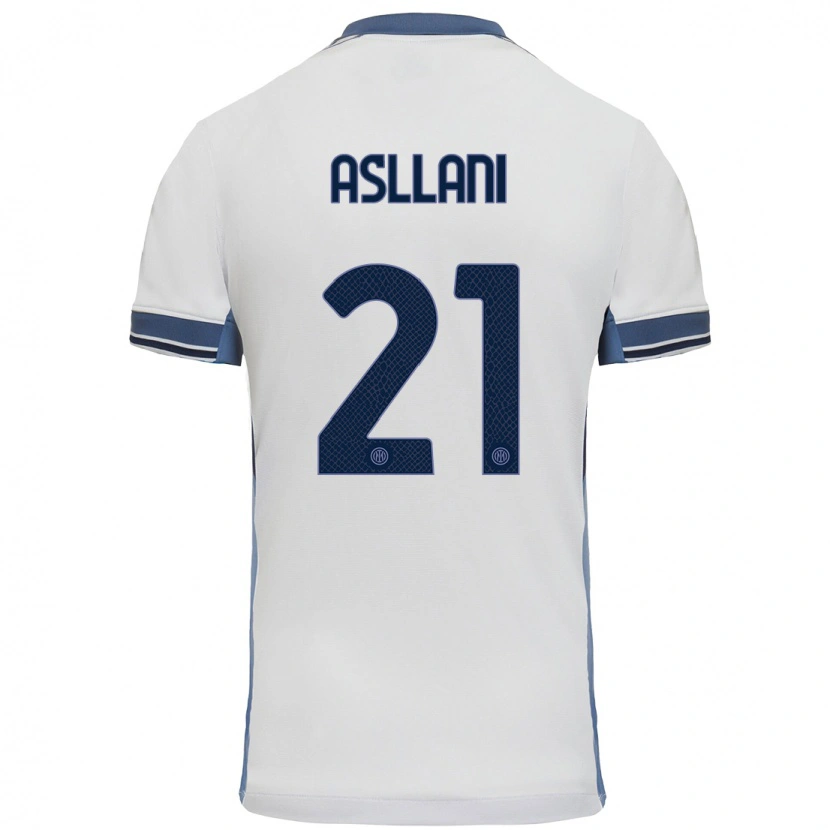 Danxen Kinder Kristjan Asllani #21 Weißgrau Auswärtstrikot Trikot 2024/25 T-Shirt