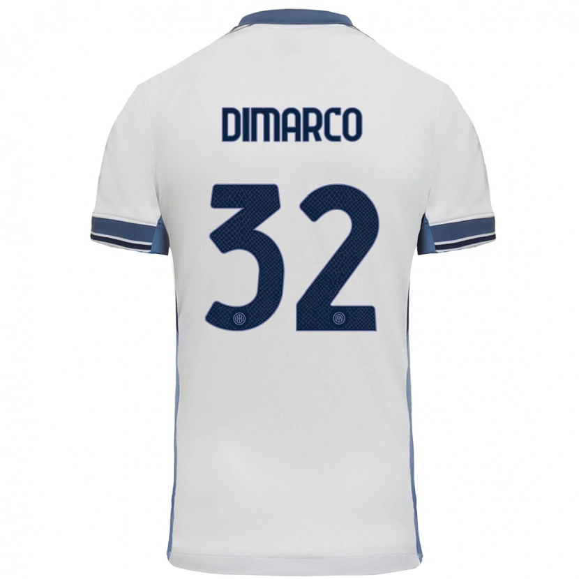 Danxen Kinder Federico Dimarco #32 Weißgrau Auswärtstrikot Trikot 2024/25 T-Shirt