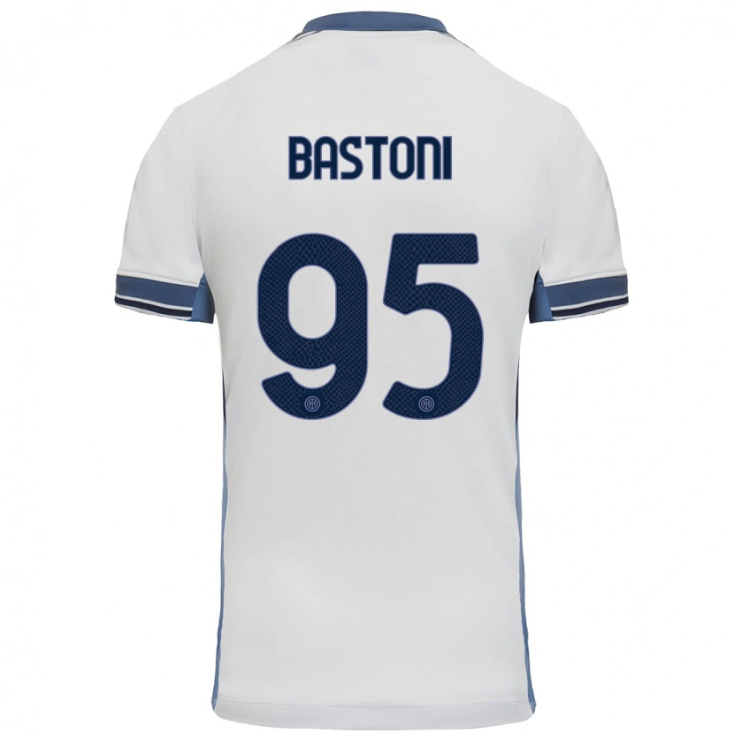 Danxen Kinder Alessandro Bastoni #95 Weißgrau Auswärtstrikot Trikot 2024/25 T-Shirt