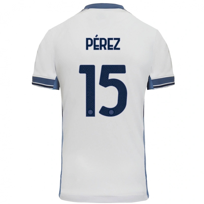 Danxen Kinder Álex Pérez #15 Weißgrau Auswärtstrikot Trikot 2024/25 T-Shirt