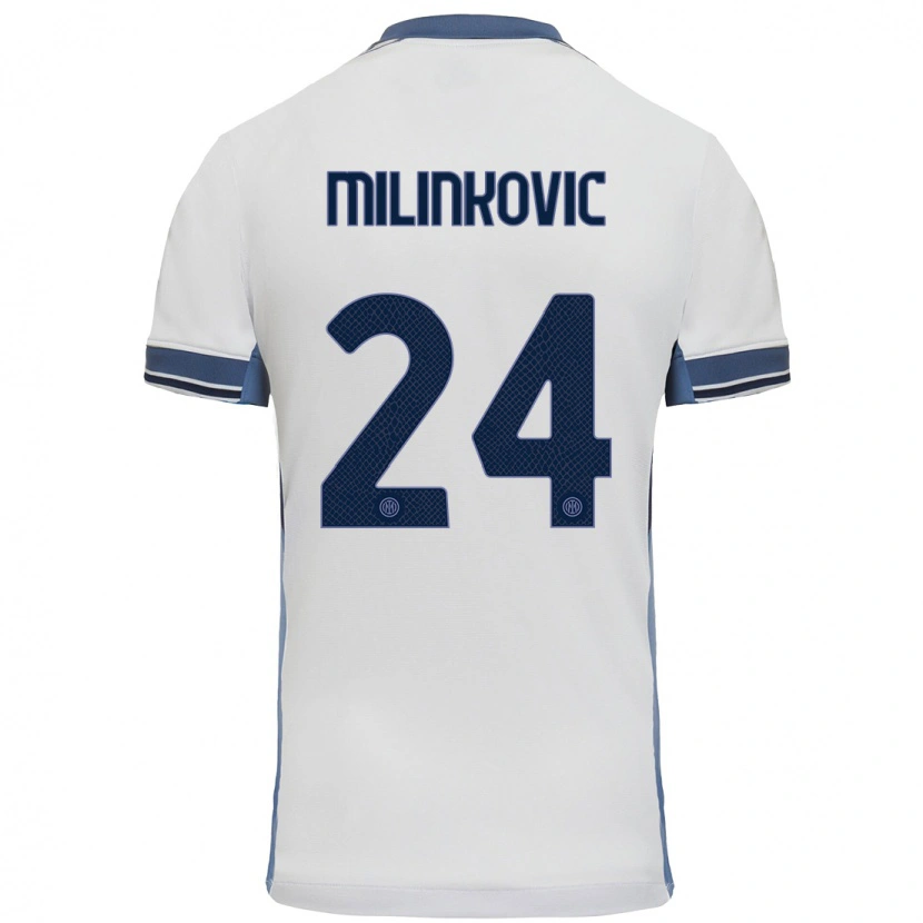 Danxen Kinder Marija Milinković #24 Weißgrau Auswärtstrikot Trikot 2024/25 T-Shirt