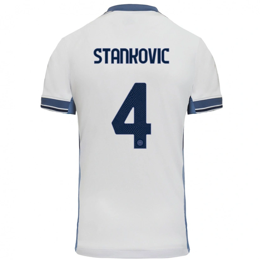 Danxen Kinder Aleksandar Stankovic #4 Weißgrau Auswärtstrikot Trikot 2024/25 T-Shirt