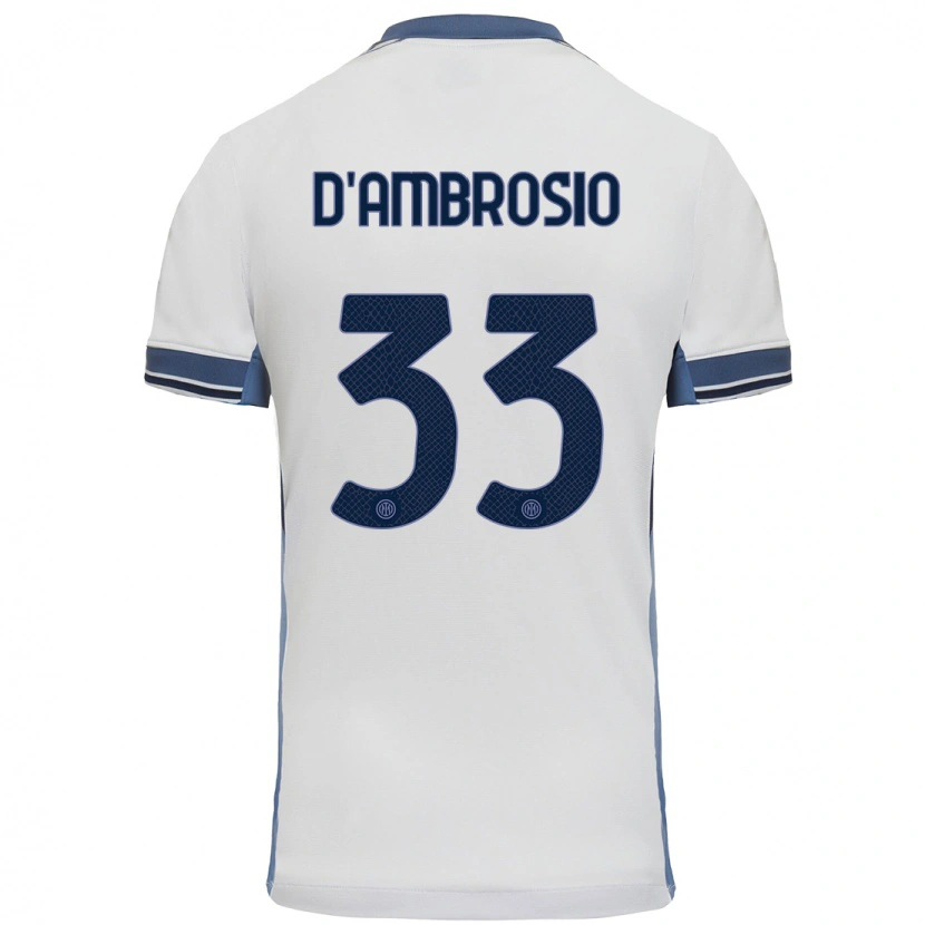 Danxen Kinder Danilo D'ambrosio #33 Weißgrau Auswärtstrikot Trikot 2024/25 T-Shirt