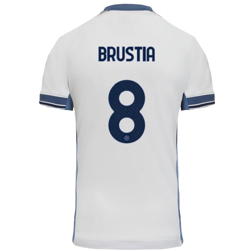 Danxen Kinder Martina Brustia #8 Weißgrau Auswärtstrikot Trikot 2024/25 T-Shirt