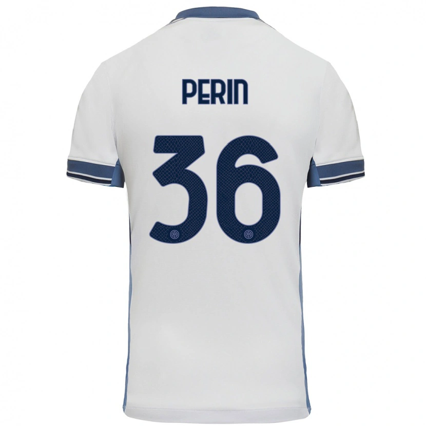 Danxen Kinder Nicolo Perin #36 Weißgrau Auswärtstrikot Trikot 2024/25 T-Shirt