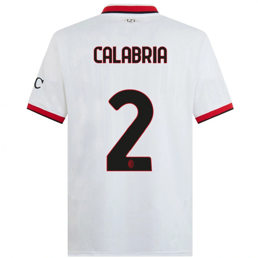 Danxen Kinder Davide Calabria #2 Weiß Schwarz Rot Auswärtstrikot Trikot 2024/25 T-Shirt